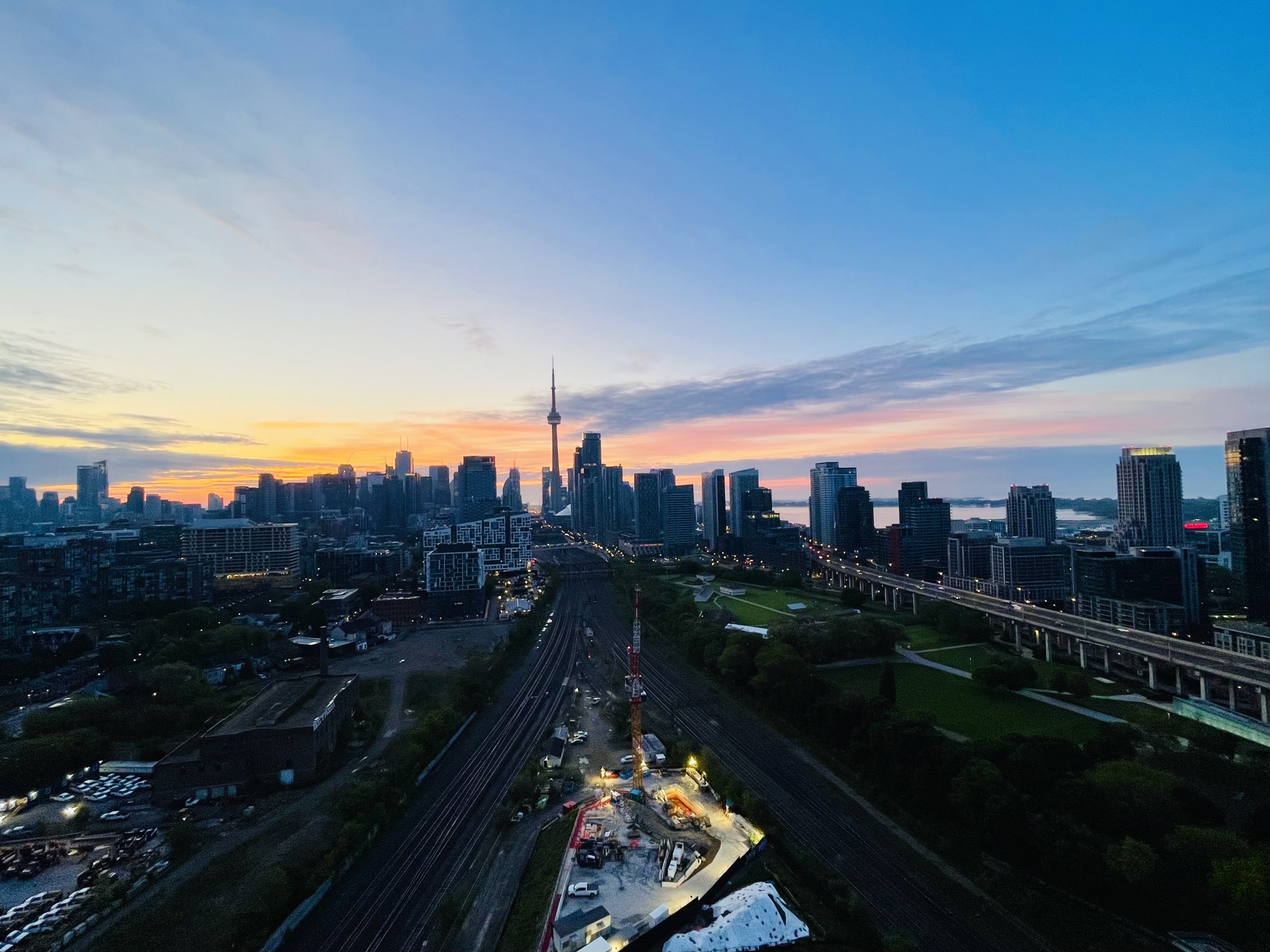 CN Tower and skyline view from the balcony at 2606 - 30 Ordnance Street, Toronto