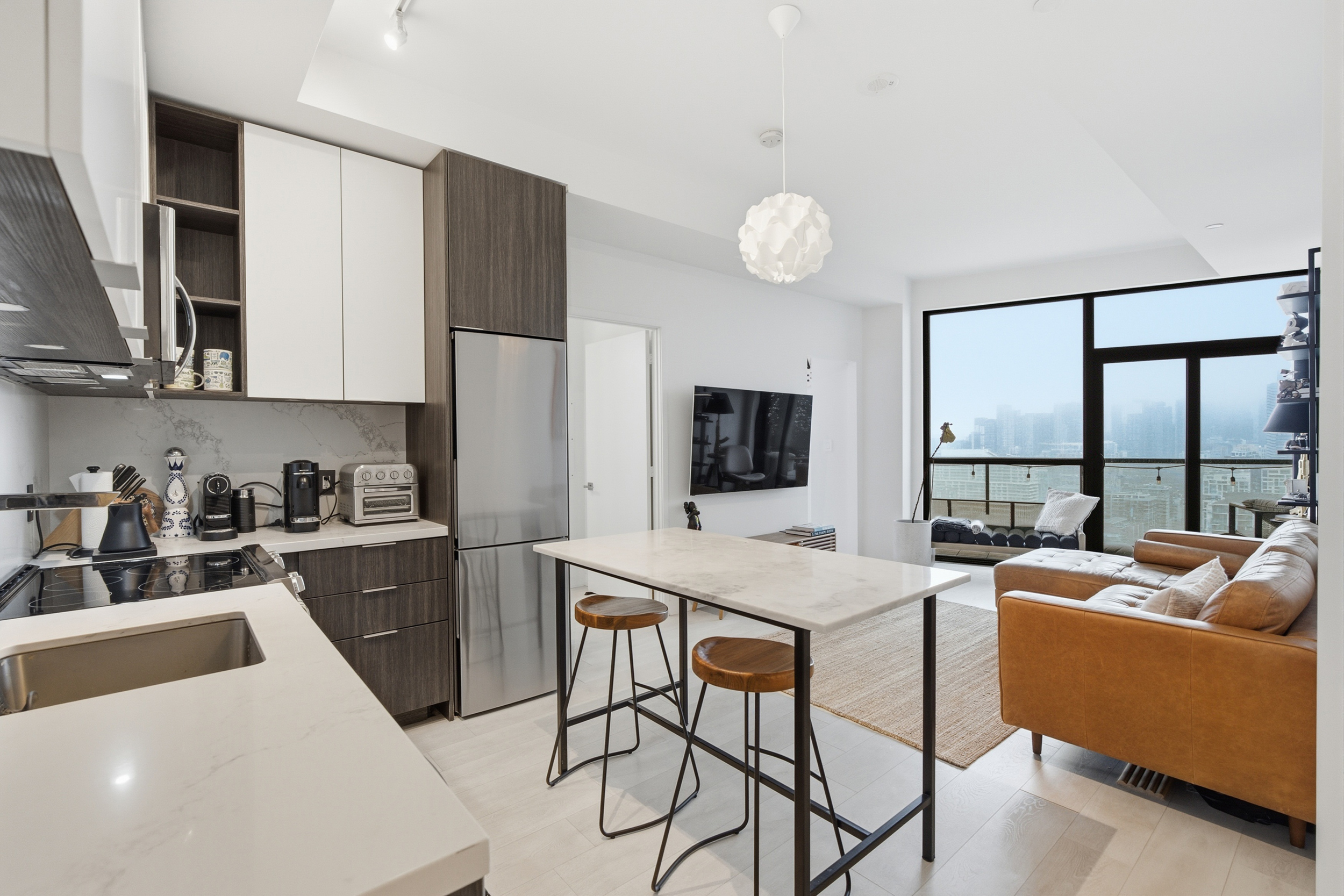 2606 - 30 Ordnance Street Toronto living room and skyline view