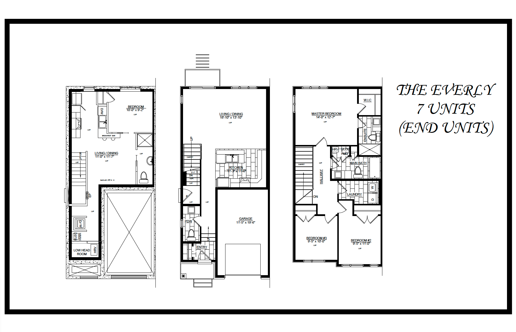 End unit floor plan for 572-580 Chambord Street